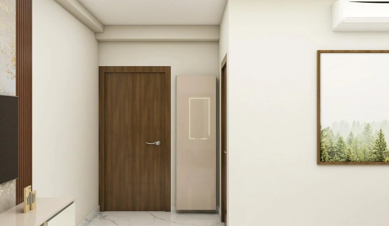 Visualisation of an internal door against a plain wall return